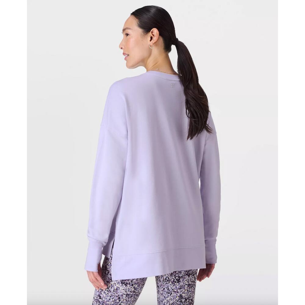 Sweaty Betty Pastel Lavender After Class Longline Sweatshirt Organic Cotton Sz M - Picture 4 of 11